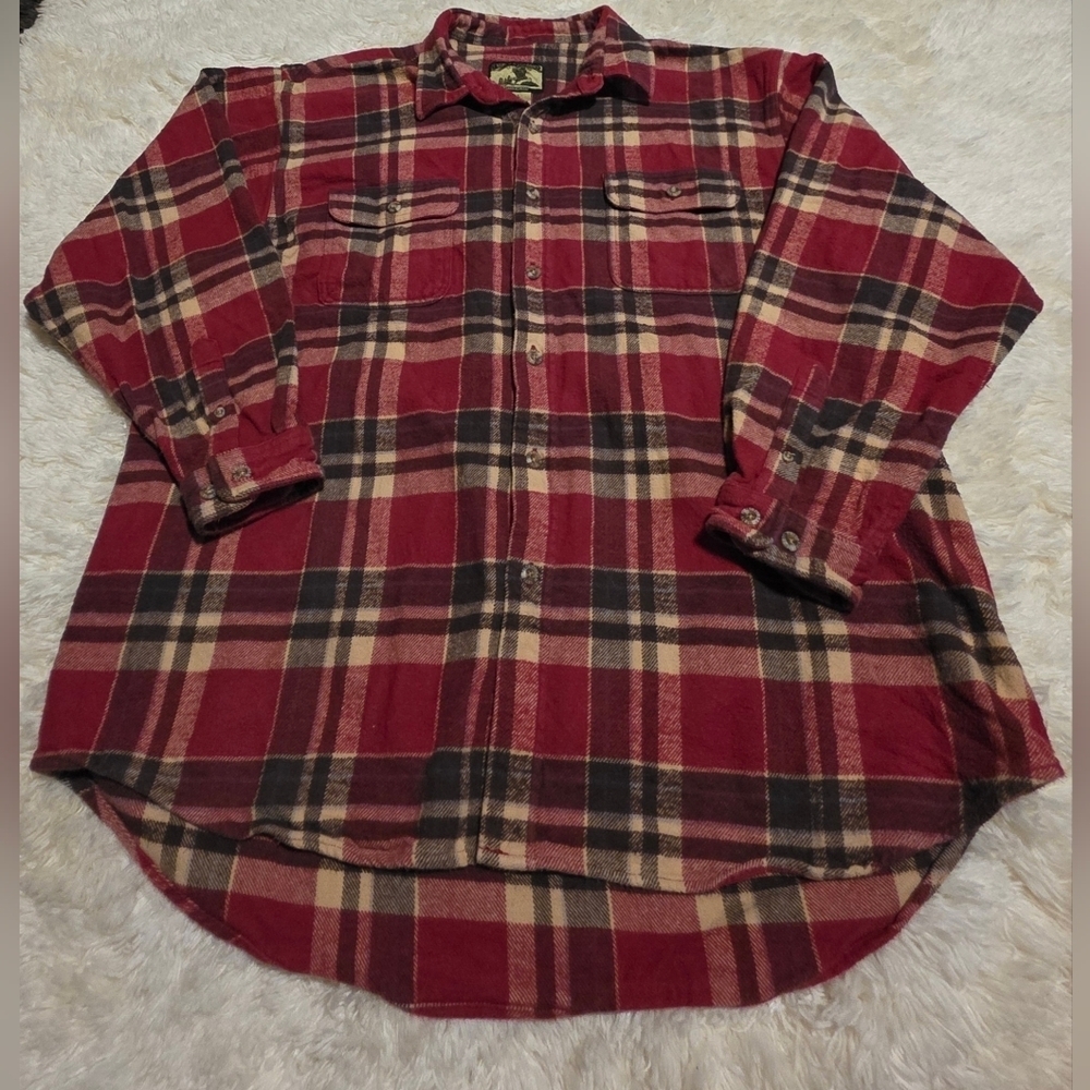FIELD & STREAM Classic Red Plaid Men's heavyweight Flannel Shirt Sz. XXL